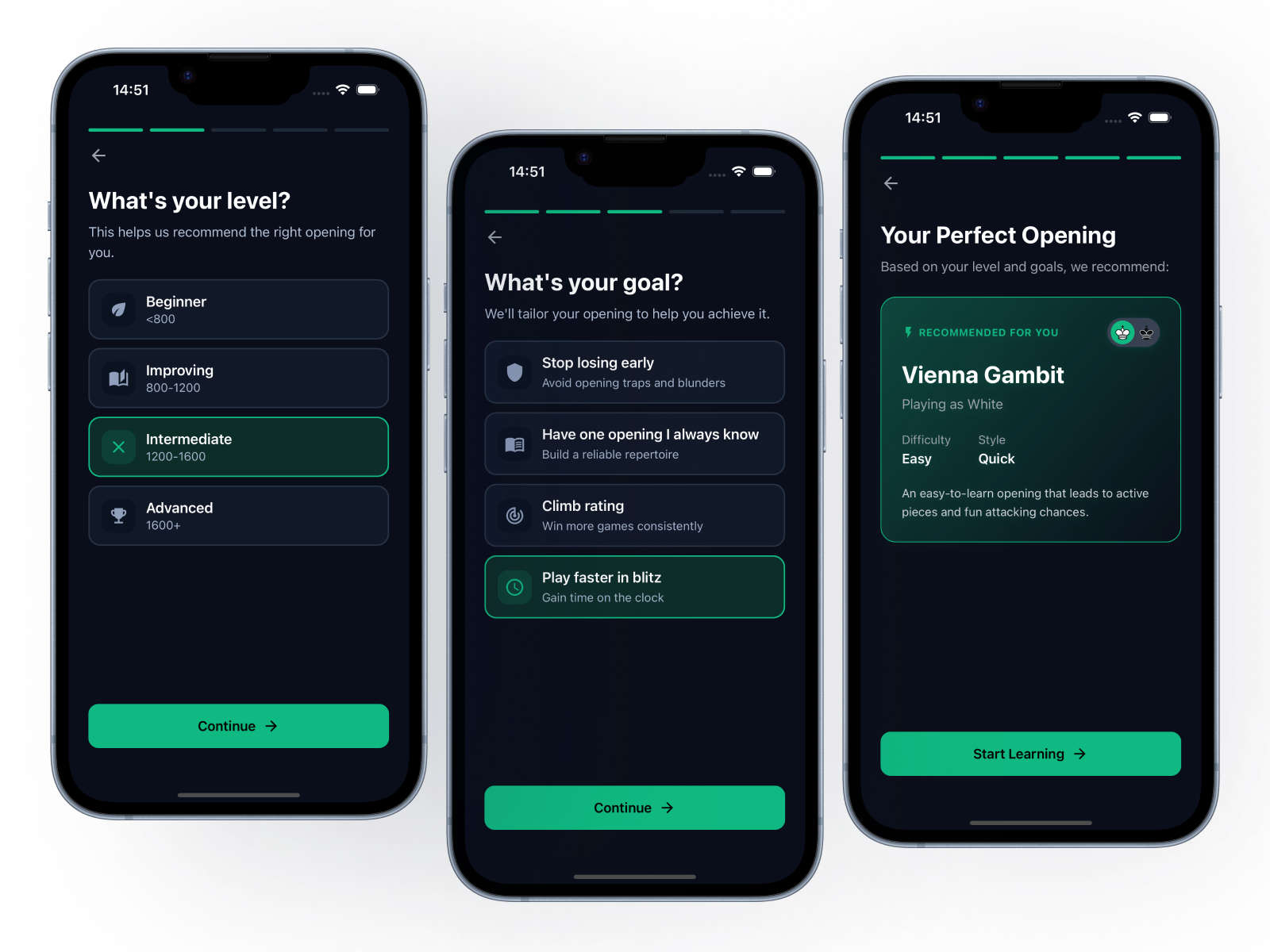 Theoria onboarding recommendation showing a personalized opening roadmap.